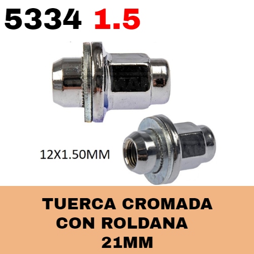 Tuerca Cromada (5334 1.50) Con Roldana CR-007 Para Aros de Magnecio - Repuestos y Lubricantes Vicent's
