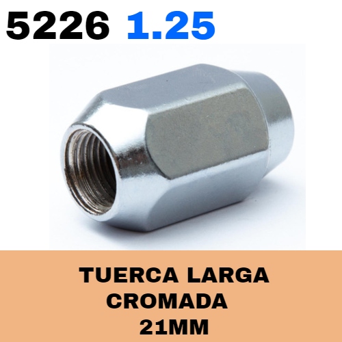 Tuerca Cromada Larga 5226 (M12x1.25) 21mm - Repuestos y Lubricantes Vicent's