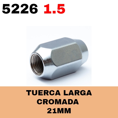 Tuerca Cromada Larga 5226 (M12X1.5) 21mm - Repuestos y Lubricantes Vicent's