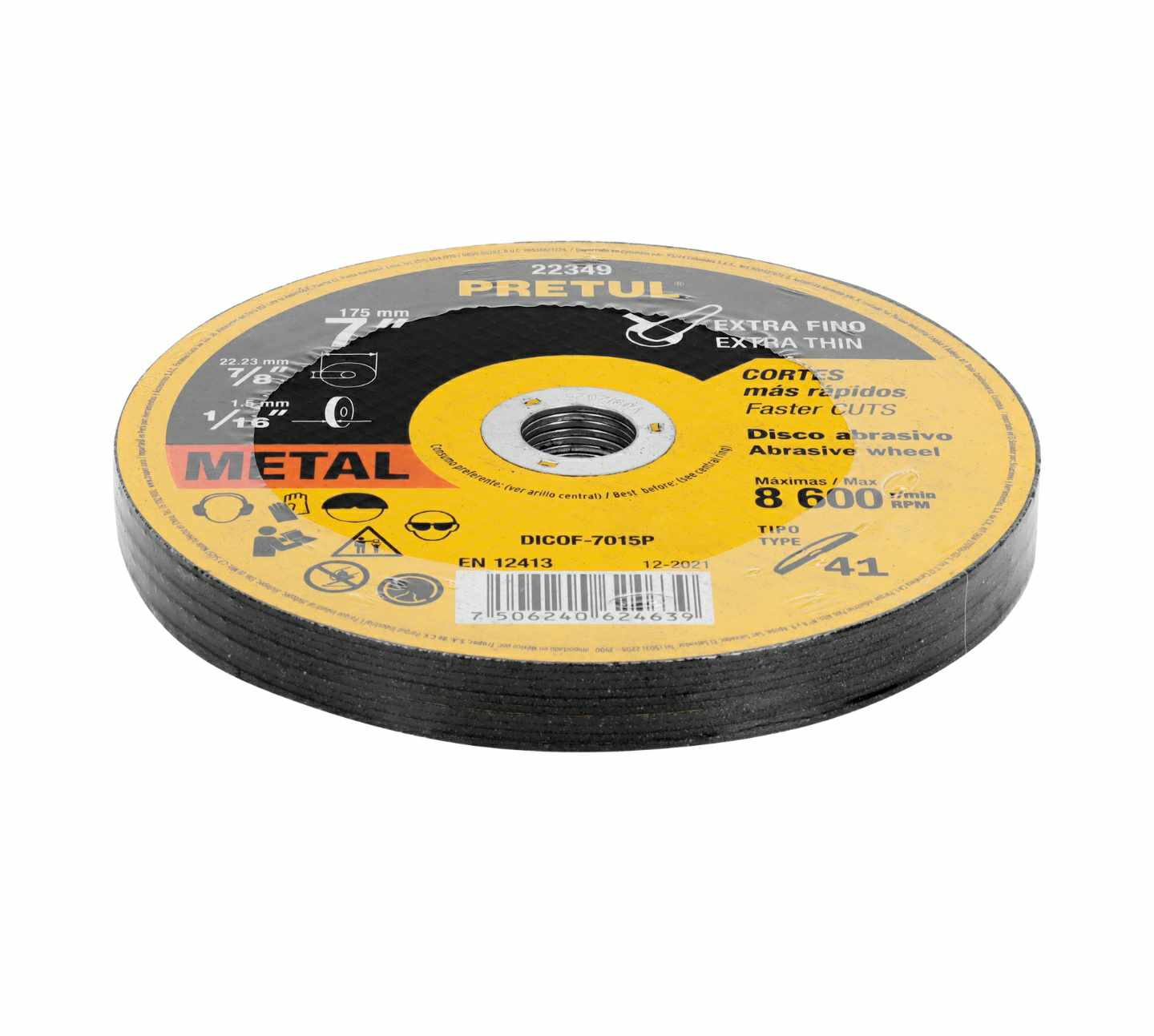 Paquete de 10 Discos Tipo 41 7"x2.8 MM para corte de metal, Pretul - Ferretería Vásquez