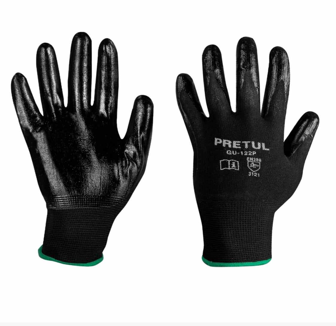 Guantes de nylon recubierto de nitrilo, M, Pretul - Ferretería Vásquez