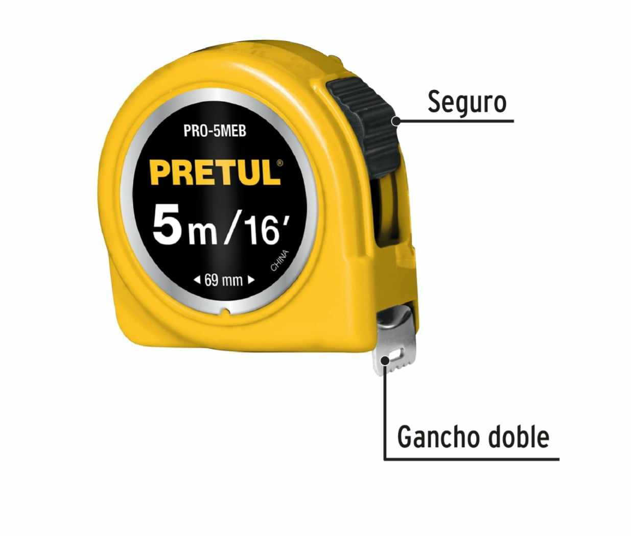 Flexómetro 5m cinta 19mm, Pretul - Ferretería Vásquez