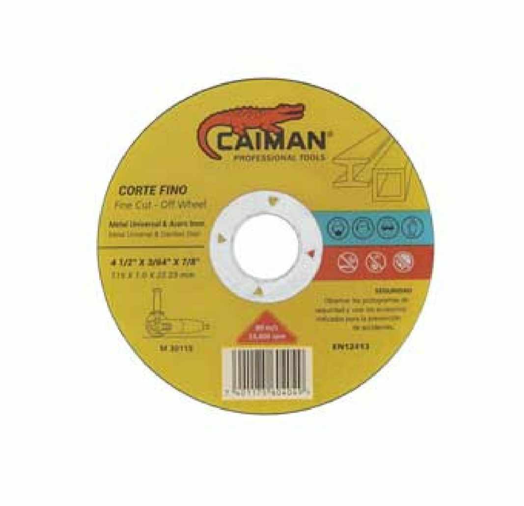 Paquete de 10 Discos marca Caiman cortar acero inox, plano 1.0 mm x 4 1/2" - Ferretería Vásquez