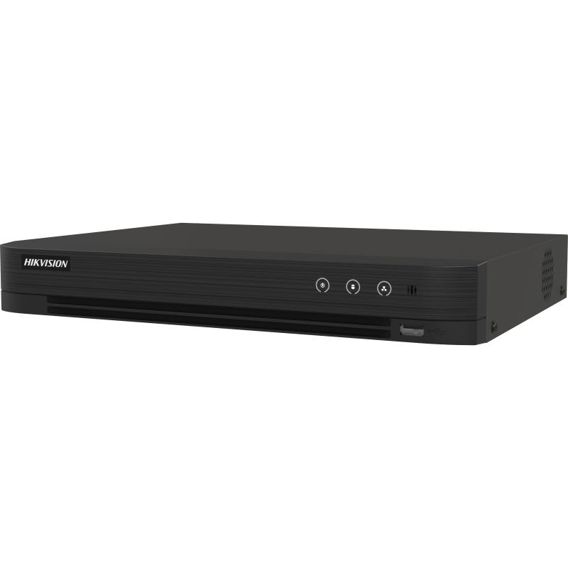 Dvr Metalico, con tecnología de inteligencia artifical Turbo 4 canales, resolución real para 5mpx (8mpx lite), compatible con tecnologías TVI, AHD, CVI, salida HDMI Y VGA, 1 slot para disco duro (no Incluido), marca Hikvision - AXSYSTEMS COMPUTER CENTER