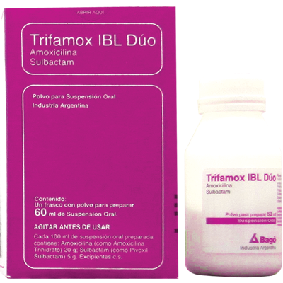 Trifamox IBL Duo (Amoxicilina 875mg Sulbactam 125) *60ML - FARMACIA NUEVO MILENIO