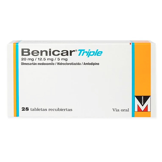 Benicar Triple 20mg/12.50/5mg (Olmesartan Medoxomilo/ Hidroclorotiazida/Amlodipino) - FARMACIA NUEVO MILENIO