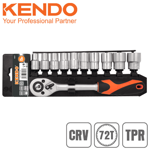 Juego de copas/dados exagonal cuadro 1/2" KENDO 11 pcs - Repuestos y Lubricantes Vicent's