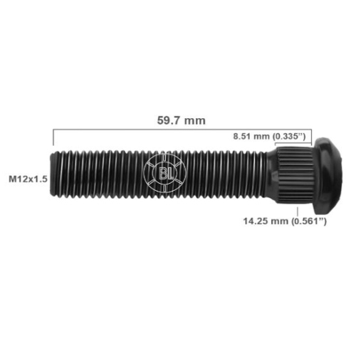 Tornillo/Esparrago (14mm M12X1.50) Largo 59.7mm BR70-205RP Toyota - Repuestos y Lubricantes Vicent's