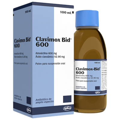 Clavimox Bid 600 (Amoxicilina 600 mg + Ácido Clavulánico 42.90 mg) Polvo para Susp. 100 ml - Farmacia Marcos
