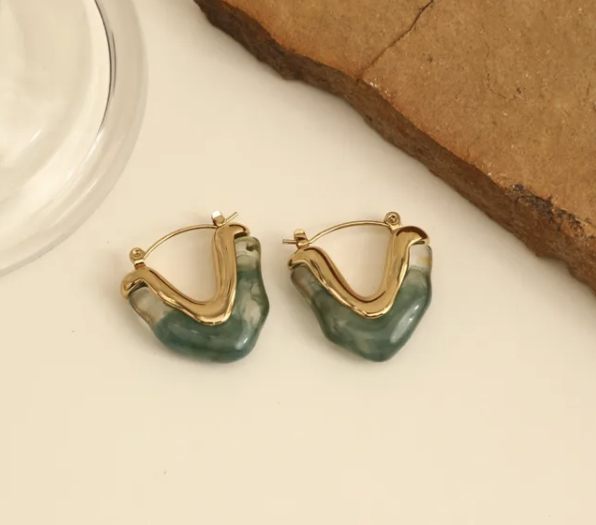 Aretes de jade verde - Baleni
