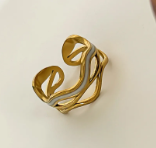 Anillo dorado con franja blanca - Baleni