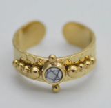 Anillo dorado con perla blanca - Baleni