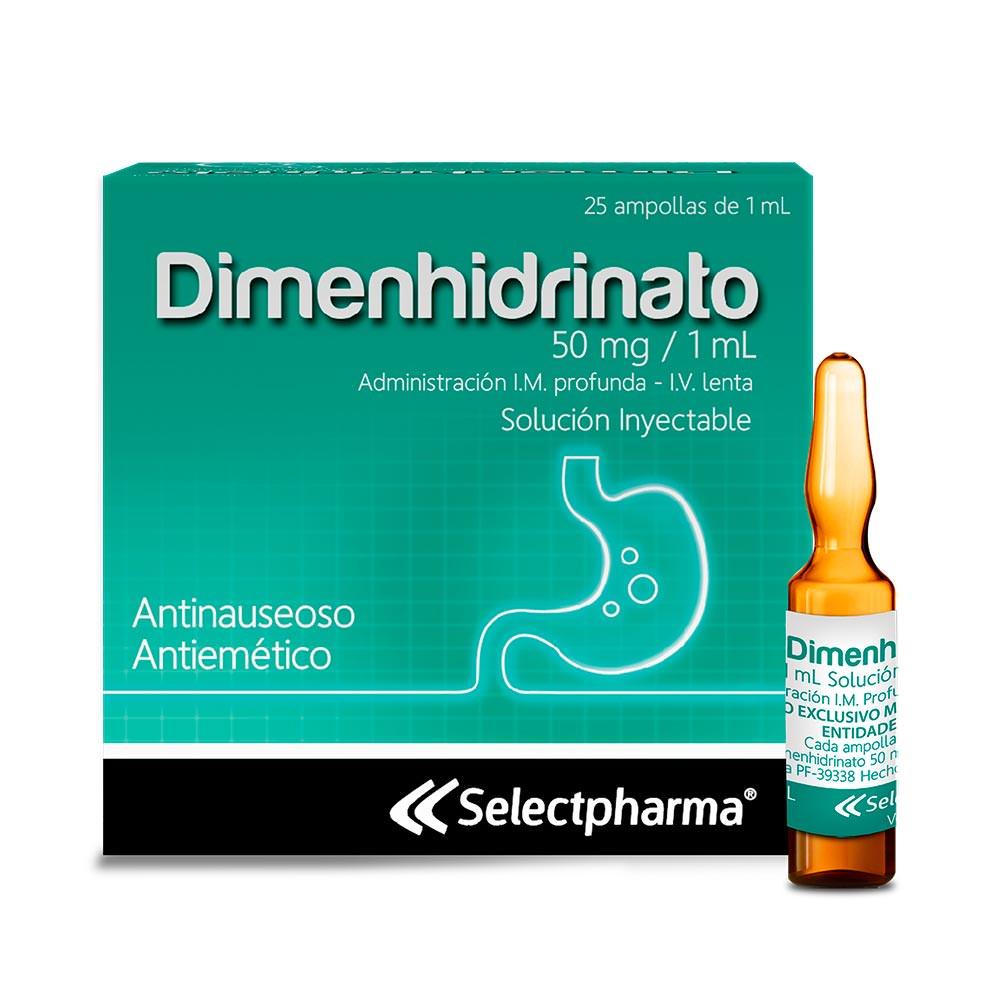 Dimenhidrinato 50mg/1ml Ampolla I.M. I.V. * 1 Unidad - Farmacia Marcos