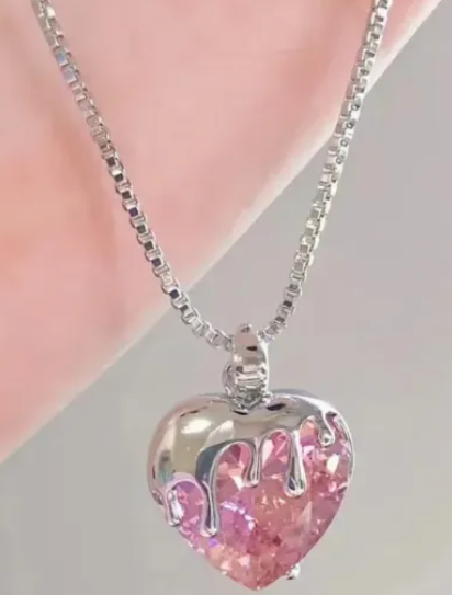 Corazón rosa bañado en plata - Baleni