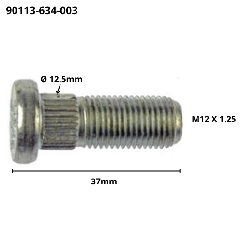 Tornillo/Esparrago (12.5mm M12X1.25) 90113-634-003 Honda  - Repuestos y Lubricantes Vicent's