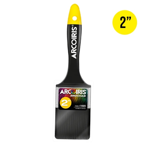 Brocha 2" Mango polipropileno amarillo Arcoiris - Repuestos y Lubricantes Vicent's