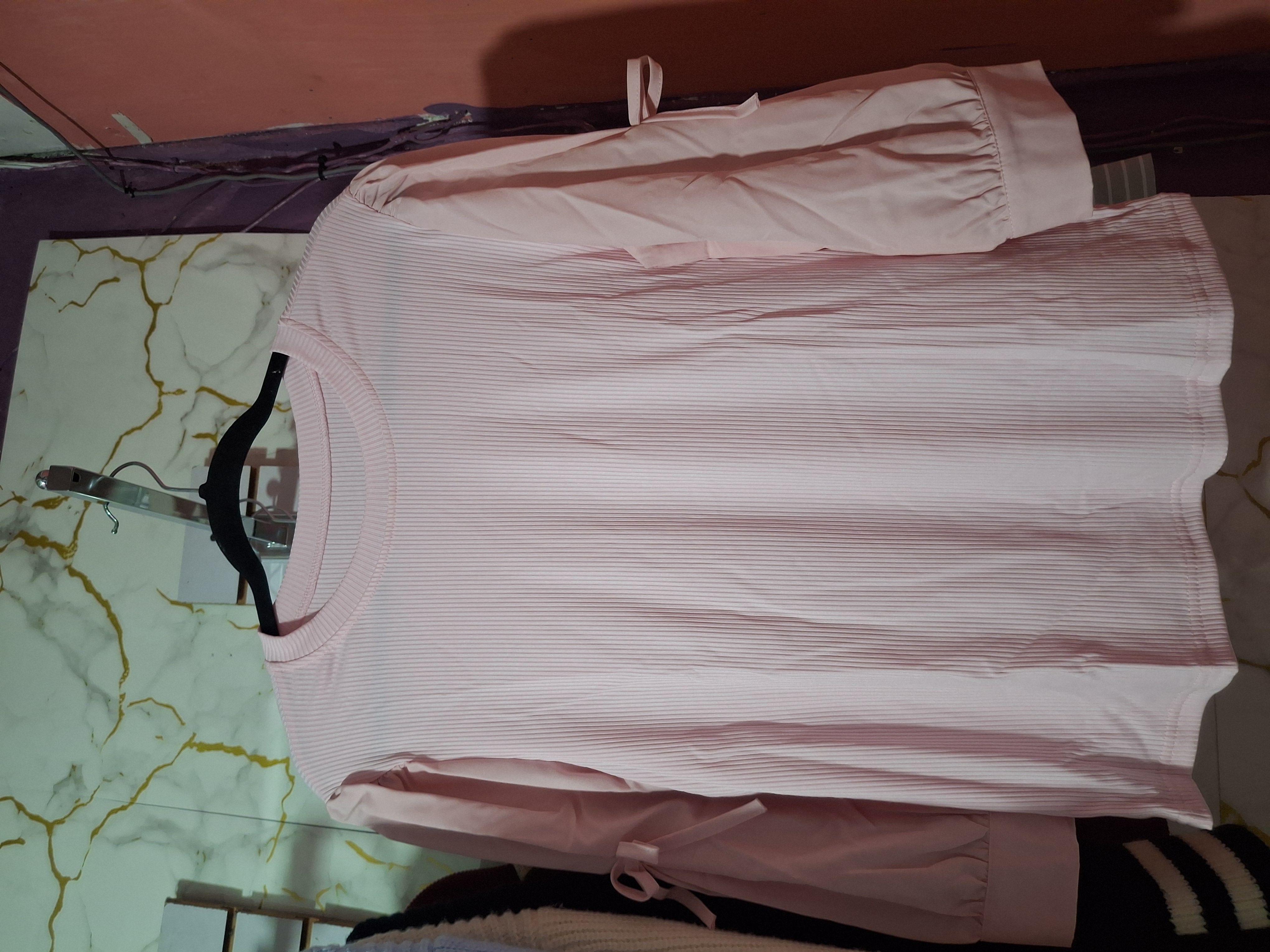 Blusa 3 cuartos rosa con moñitas - Semetabaj Visu