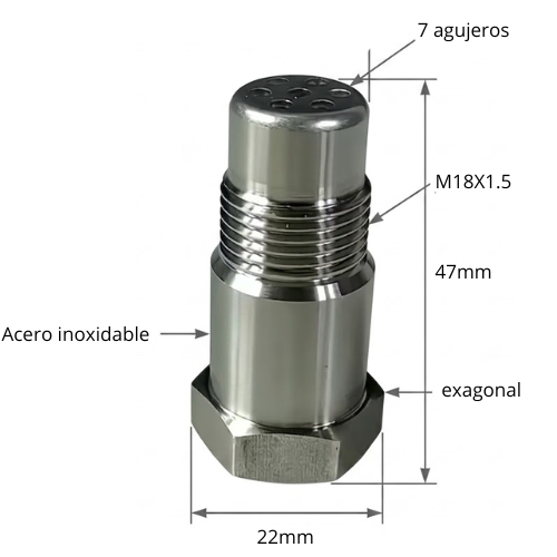 Extension Sensor O2 Lambda (O2S7H) M18x1.5 7 orificios  - Repuestos y Lubricantes Vicent's