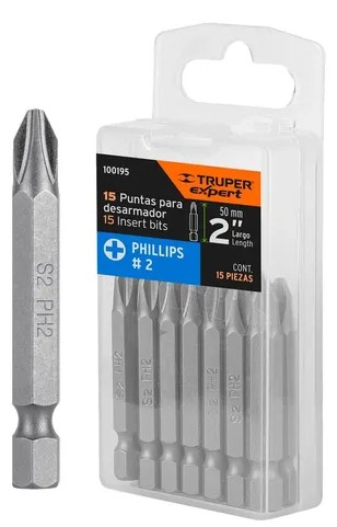 PUNTAS PHILIPS O CRUZ PH2 LARGO 2" (12147) POR ESTUCHE 5PZ - TRUPER - MEGA