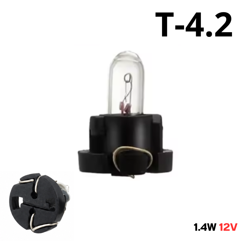 Bombilla T-4.2 (T4.2W) 12V 1.4W para tablero - Repuestos y Lubricantes Vicent's