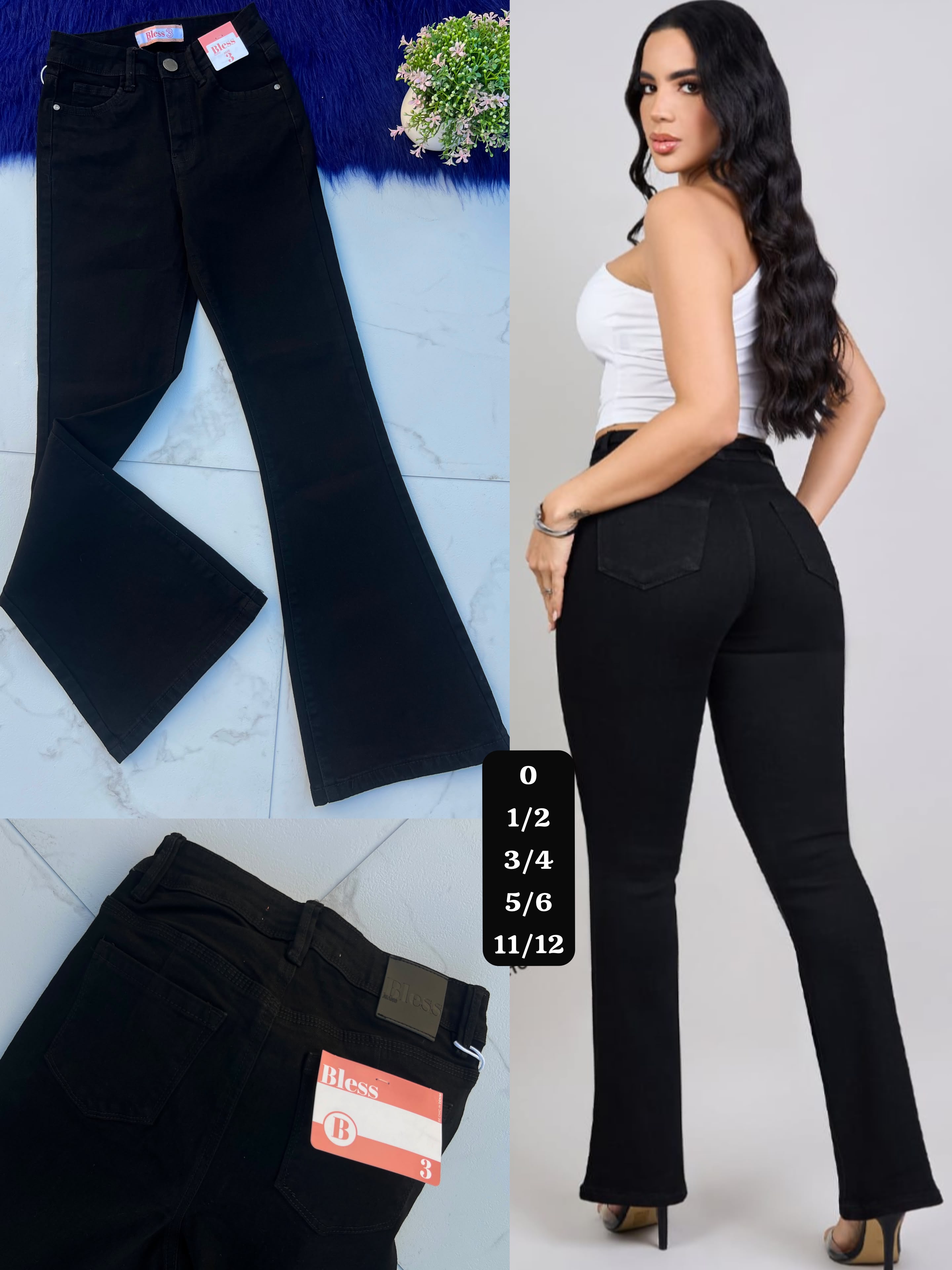Pantalon acampanado Bless negro  - Semetabaj Visu