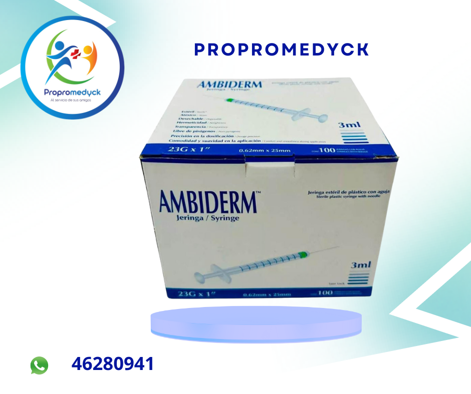 JERINGA DE 3ML 23*1 CAJA DE 100 UNI. MARCA  AMBIDERM  - PROPROMEDYCK