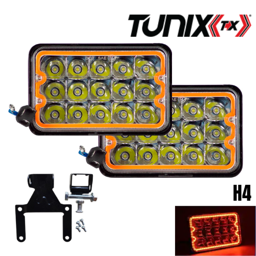Silvin U-LH28715R Tunix 12V H-4 3P 5" Rectangular Rojo Led (2pzs) - Repuestos y Lubricantes Vicent's