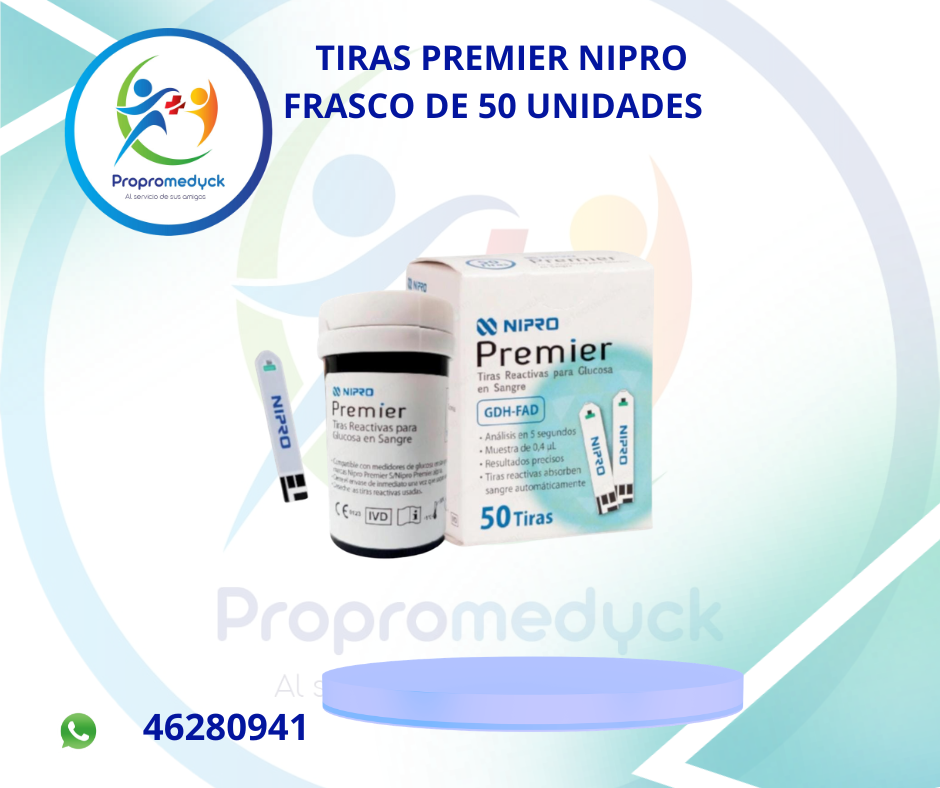 TIRAS REACTIVA PARA GLUCOSA EN SANGRE PREMIER  - PROPROMEDYCK