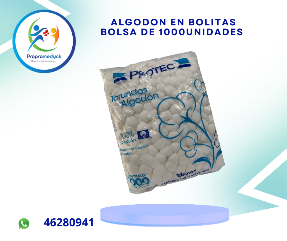 ALGODÓN EN BOLITAS BOLSA DE 1000 UNIDADES PROTECTO  - PROPROMEDYCK