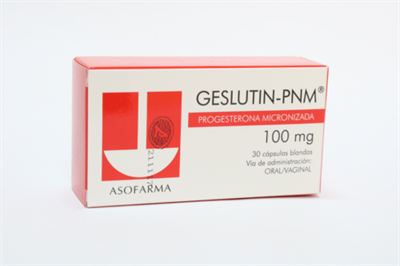 GESLUTIN-PNM (Progesterona Micronizada 100mg ) 30 *Capsulas vaginal - FARMACIA NUEVO MILENIO