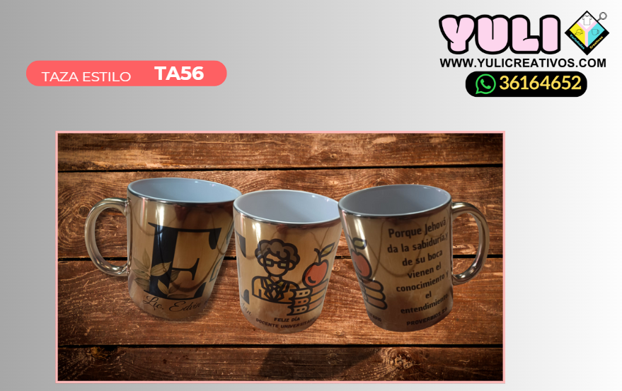 TAZA ESPEJO PLATEADA  PERSONALIZADA TA56-2 - Yuli Variedades Creativas