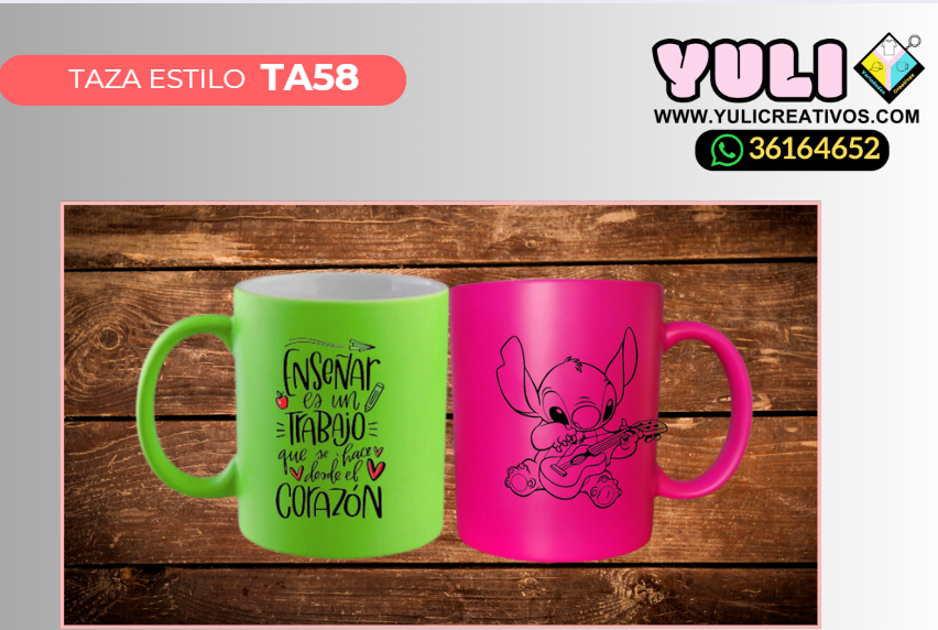 TAZA ACRILICA NEON ROSA PERSONALIZADA TA58-1 - Yuli Variedades Creativas