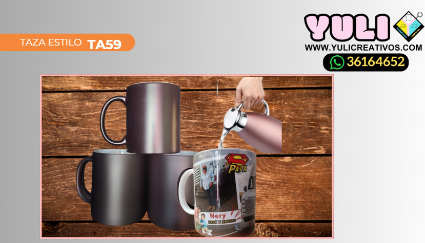 TAZA MAGICA NEGRA FONDO BLANCO PERSONALIZADA TA59-1 - Yuli Variedades Creativas