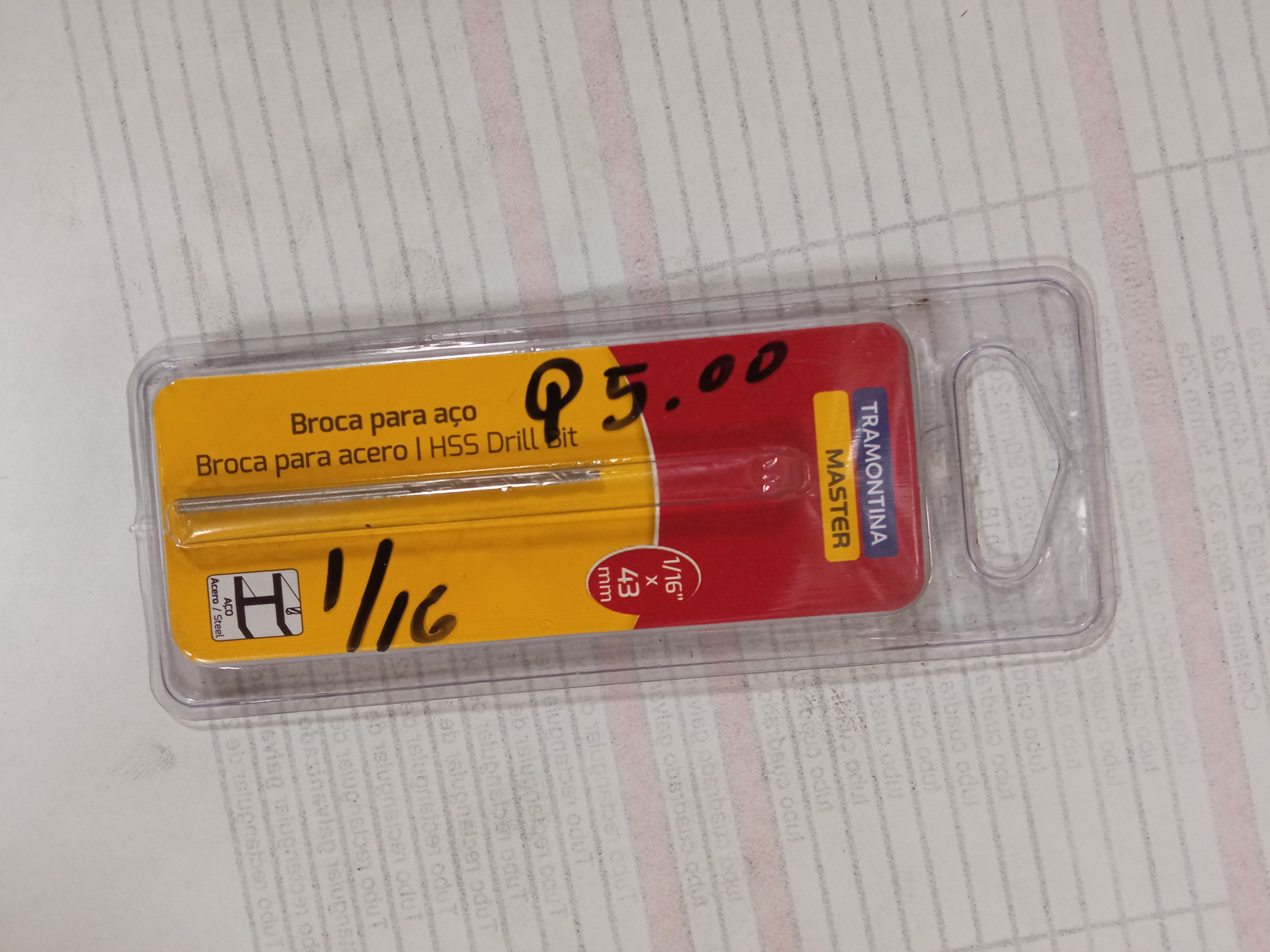 Broca para aco  TR acero 1/16 (43146/103) - Distribuidora Novacero