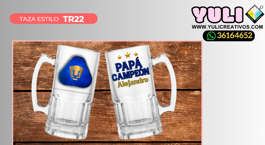 TARRO CRISTAL TRANSPARENTE PERSONALIZADO TR22 - Yuli Variedades Creativas