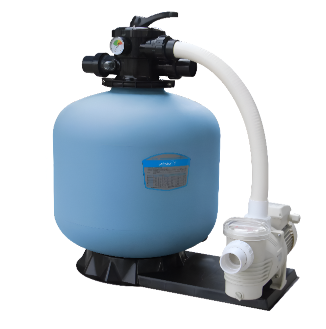 Combo filtro, bomba y base, filtro de arena, bomba para tubería de 1 1/2". Filtro 21" para 150 libras de arena, bomba de 1.0 HP 110 v. - HIDROPISCINAS THE BOSS LA ESPERANZA, QUETZALTENANGO