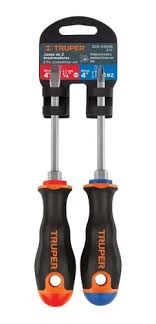 DESARMADOR EL PAR PLANO Y CRUZ MANGO NEGRO 1/4 X 4" (19622) - TRUPER - MEGA