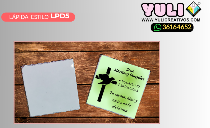 LAPIDA DE 20 X 20 PERSONALIZADA ESTILO PIEDRA MARMOL - Yuli Variedades Creativas