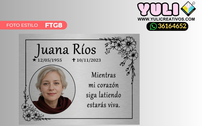 LAPIDA 20 X 28 PERSONALIZADA ESTILO AZULEJO - Yuli Variedades Creativas