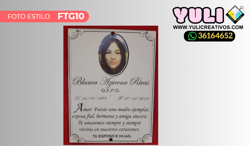 LAPIDA PERSONALIZADA FTG10 ESTILO AZULEJO - Yuli Variedades Creativas