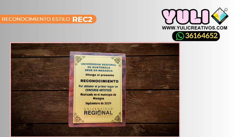 RECONOCIMIENTO MADERA Y METAL PERSONALIZADO RCO2 - Yuli Variedades Creativas