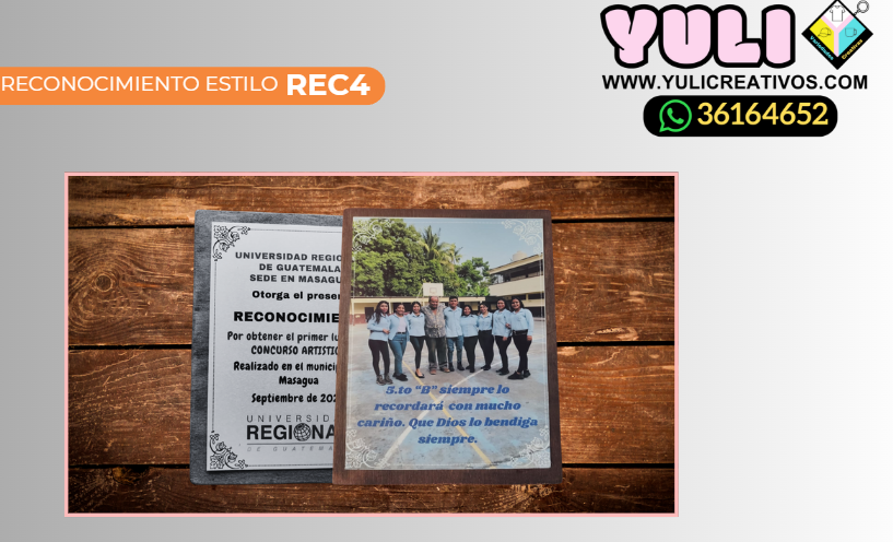 RECONOCIMIENTO MADERA Y METAL PERSONALIZADO RCO4 - Yuli Variedades Creativas