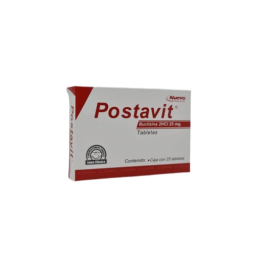 POSTAVIT Buclizina 2HCI 25mg *25 Tabletas - FARMACIA NUEVO MILENIO