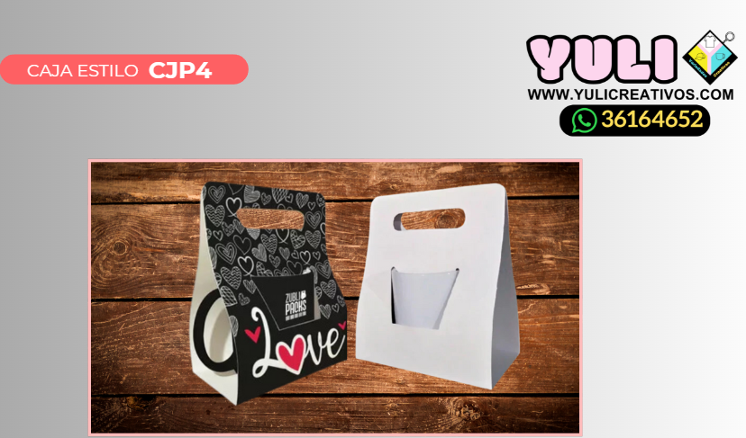 CAJA DE CARTON ESTILO BOLSA CJP4-1 PERSONALIZACIÓN DISEÑO PREDETERMINADO - Yuli Variedades Creativas