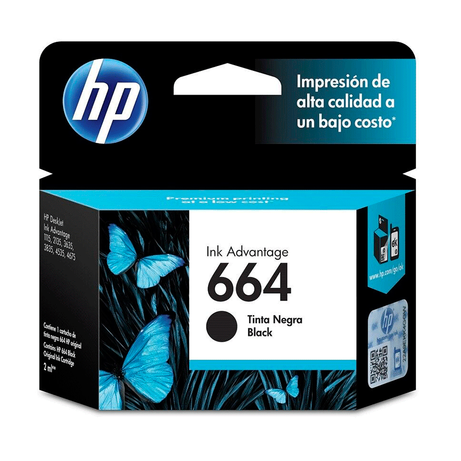 CARTUCHO HP 664 NEGRO ORIGINAL - ECOTINTAS Y TONERS