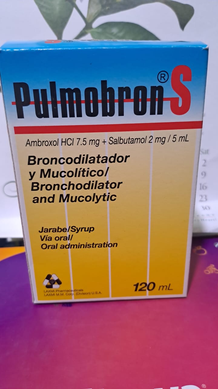 PULMOBRON S (Ambroxol HCI 7.5 mg + Salbutamol 2 mg / 5 ml)  JARABE 120ML - FARMACIA NUEVO MILENIO