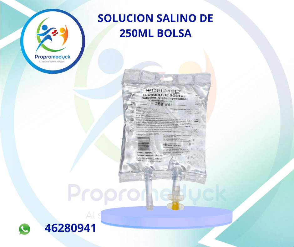 SALINO DE 250 ML   (Solución Inyectable Cloruro de Sodio Delmed 0.9% Bolsa) - PROPROMEDYCK