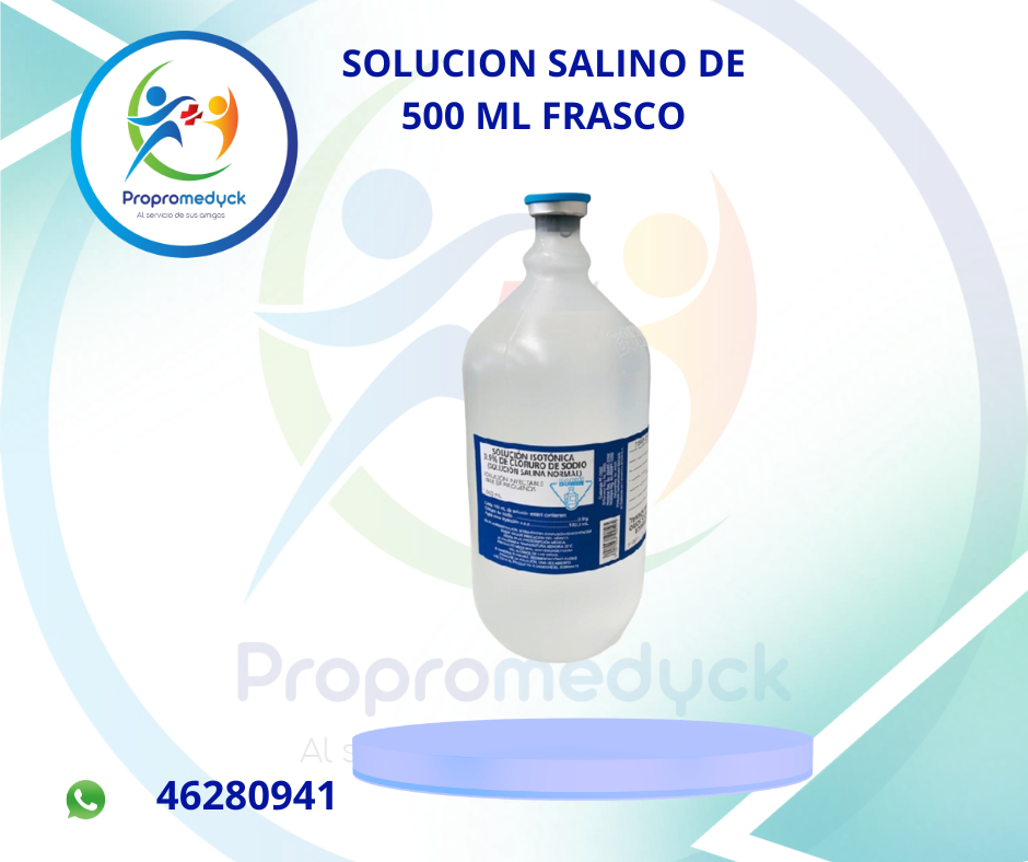 SALINO DE 500 ML (SOLUCION ISOTONICA 0.9% DE CLORURO DE SODIO FRASCO) - PROPROMEDYCK