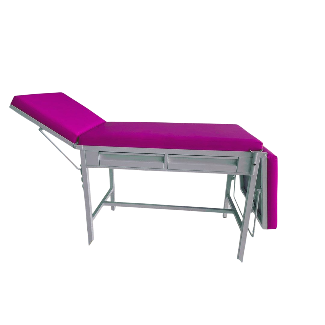 CAMILLA DE EXAMEN CON GAVETAS BH/FUCSIA, ESTRIBOS PAR Y GRADA SENCILLA - Proveedora De Salud Total, Sociedad Anonima