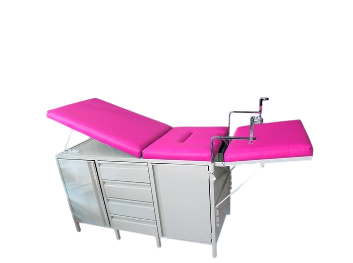 CAMILLA DE EXAMEN GINECOLOGICA BLANCO HUESO/FUCSIA, ESTRIBOS PAR - Proveedora De Salud Total, Sociedad Anonima